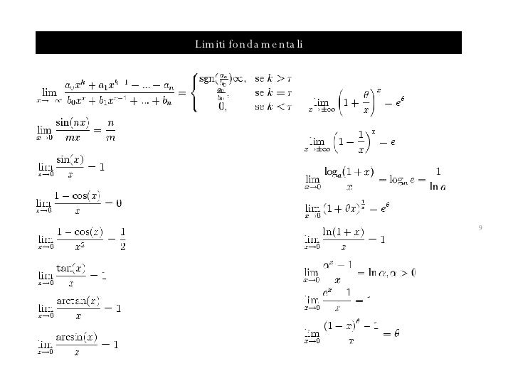 tabella asintotici serie
